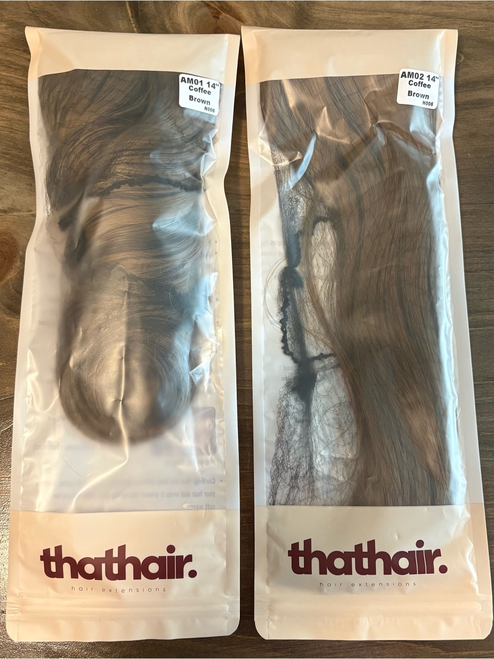 Lot of 2 ThatHair Coffee Brown Women’s Hair Extensions - 14 Inches